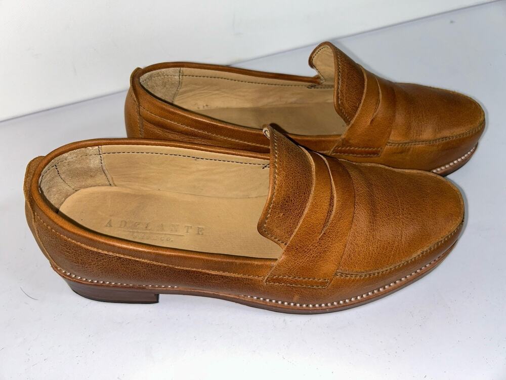 Adelante Luca Leather Handcrafted Men’s Caramel Penny Loafers Size US 8 C